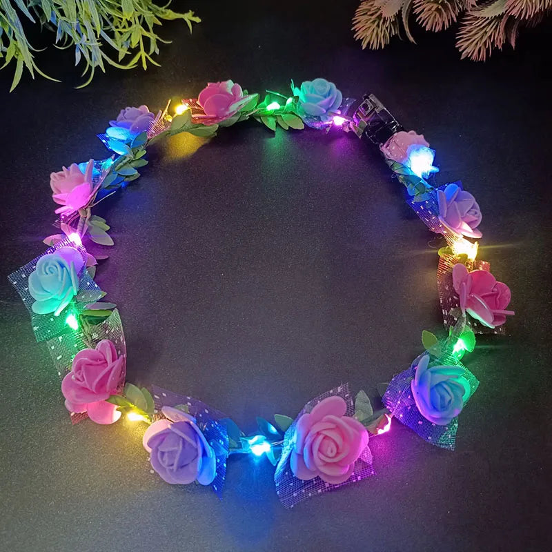 Luminous flower headband