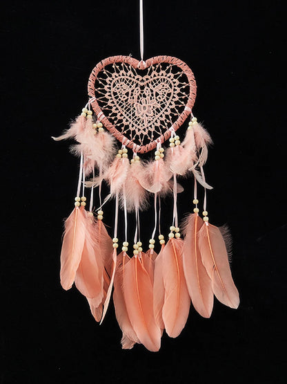 Love heart shaped feather dream catcher