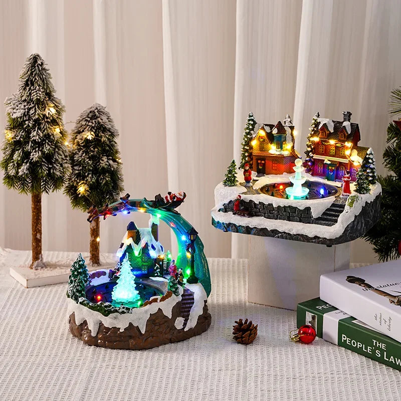 Christmas themed sparkling fountain house with lights