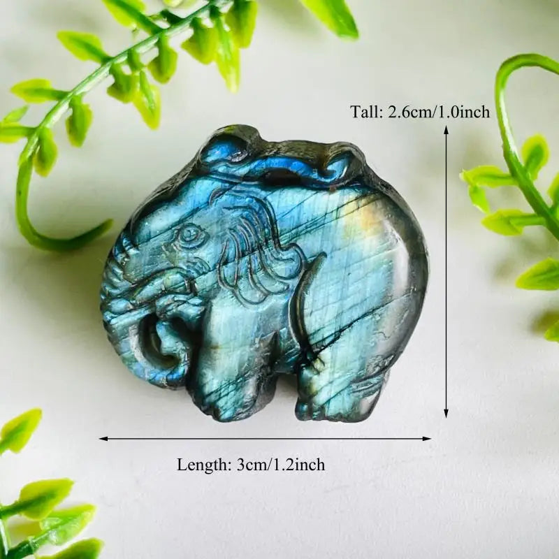 Labradorite elephant carving – symbol of strength & wisdom