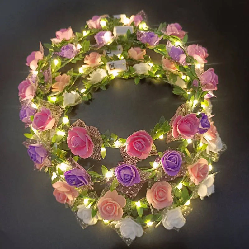 Luminous flower headband