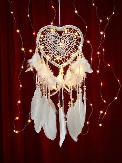 Love heart shaped feather dream catcher