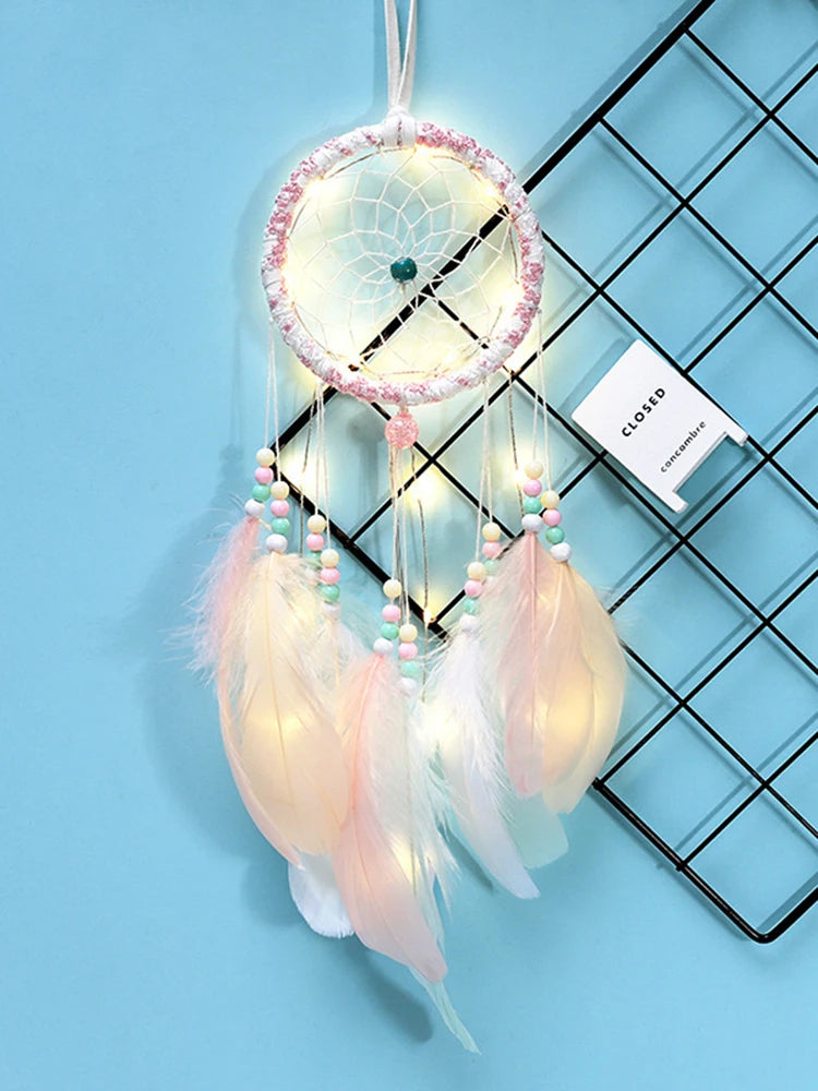 Love heart shaped feather dream catcher