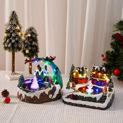 Christmas themed sparkling fountain house with lights